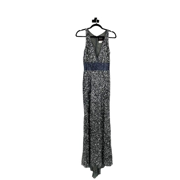 Mac Duggal Sequin V-Neck Empire-Waist Sleeveless Column Gown Size 4 NWOT - Picture 9 of 11